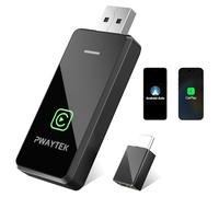 PWAYTEK Adaptador Apple CarPlay Inalámbrico 2025 - Bluetooth 5.3 & Wi-Fi 6GHz, Conversión Instantánea de Cable a Wireless, USB-C/A Plug&Play, Compatible con Dispositivos Apple y Coches 2016+