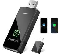 PWAYTEK Adaptador Apple CarPlay Inalámbrico 2025 - Bluetooth 5.3 & Wi-Fi 6GHz, Conversión Instantánea de Cable a Wireless, USB-C/A Plug&Play, Compatible con Dispositivos Apple y Coches 2016+