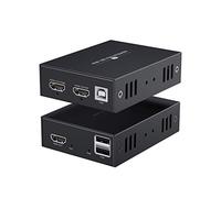 PWAYTEK Extensor KVM HDMI 1080p@60Hz y 3D, transmisión hasta 50m (164ft) por cable Cat5e/Cat6/Cat7, control remoto de ratón y teclado, conjunto emisor y receptor (Gris)
