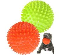 Pweituoet - Pelotas chirriantes Resistentes de 11,5 cm para Perros medianos y Grandes masticadores o agresivos, Juguetes de Bola de púas para Limpieza Dental y Entrenamiento (Paquete de 2)