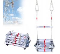 PweKzxt Escalera De Emergencia contra Incendios, Escalera Flexible De Metal con Cables De Acero, Capacidad De 800 Kg, Escalera De Cuerda PortáTil para Emergencias 20m