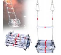PweKzxt Escalera De Escape contra Incendios con Ganchos, Escalera De Cable De Acero, Capacidad De Carga De 800 Kg, Escalera De Cuerda De Emergencia PortáTil, Resistente A Las Llamas. 5m