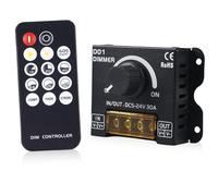 PWM Dimming Controller, Led Dimmer DC 5V-24V 30A RF, Led Light Strip Dimmer, Switch Drehdimmer, Wireless Control, Led Dimmer Schalter mit Fernbedienung für Led Strip Lights