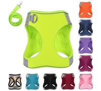 PWOD Arnés para perro con correa, arnés reflectante sin tirones para mascotas con 1 clip de correa, chaleco acolchado suave ajustable para perros pequeños, medianos y grandes, gatos (fluorescente, XL)