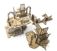 PWORK WARGAMES Medieval Lost Burg 03 - Escenografía de Ciudad Medieval para miniaturas en Escala 28mm / 35mm - Miniaturas de Mesa Wargame Terreno de escenografía 3D - MDF 3mm
