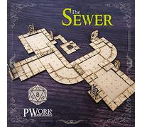 Pwork Wargames The Sewer (La Alcantarilla) - mapa de tactical 3D RPG fantasy dungeon tiles - Mapas tácticos 3D modulares de MDF 3 mm