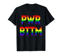 PWR BTTM | Orgullo Divertido de la Bandera del Arco Iris Gay de Power Bottom Camiseta