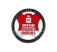 +PWR Car Parts Funda de Volante Modelo Chromeline Negra Universal para Volantes de Turismos de 37 a 39 cm. Antideslizante. Fabricada en 100% PVC
