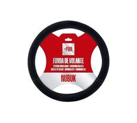 +PWR Car Parts Funda de Volante Modelo Nubuk Negra Universal para Volantes de Turismos de 37 a 39 cm. Antideslizante. Fabricada en 100% Poliéster