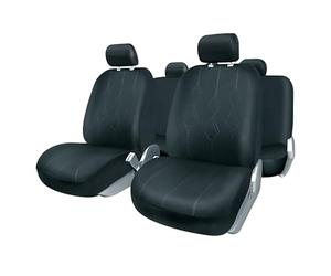 +PWR Car Parts Juego de Fundas de Asiento Universales Venezia Negras. Airbag Compatibles, Cremallera Trasera Partida. Completo para 5 Asientos.