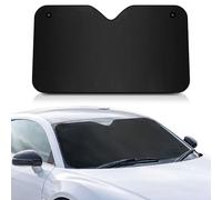 +PWR Car Parts Parasol de Aluminio Delantero Negro Mate Talla M 130 x 70 cm con Ventosas. Protege el Interior del Coche de los Rayos del Sol. Instalación Fácil y Rápida.