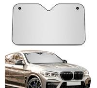 +PWR Car Parts Parasol de Aluminio Delantero Plateado Talla L 140 x 80 cm con Ventosas. Protege el Interior del Coche de los Rayos del Sol. Instalación Fácil y Rápida.