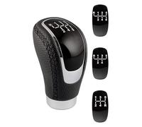 +PWR Car Parts Pomo de Cambio de Marchas Universal Modelo OEM Largo Simil Piel Microperforada Negra con Costura Negra. Gatillo de 31 mm. Con Esquemas de Cambio de Marcha Intercambiables