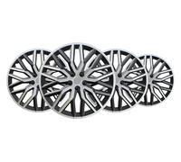 +PWR Car Parts Tapacubos 16" Nova Negro/Plata, Juego de 4 Unidades, Universales, ABS de Alto Impacto, Fijación por Presión, Diseño Moderno y Ventilación Optimizada