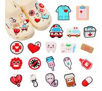 Pwsap 20PCS Adornos de Zapatos, Encantos de Zapatos con Tema Médico Incluyen Estetoscopio Dientes Ambulancia, PVC Decoración de Zapatos para Clog Sandalias, Regalo para Niñas Niños Mujeres Hombres