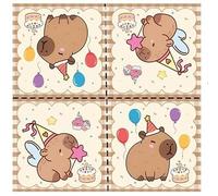 Pwsap 60 servilletas de papel Capybara de cumpleaños, servilletas desechables de dibujos animados, servilletas de bebidas, decoración de mesa para fiesta de cumpleaños, baby shower, suministros de
