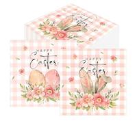 Pwsap 60 Servilletas de Pascua,Orejas de Conejo Huevos Floral Servilletas de Cóctel Desechables, Primavera Pascua Servilletas Decorativas de Papel para Brunch Primavera Celebraciones Fiesta de Jardín