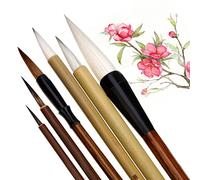Pwsap 6pcs cepillo de caligrafía china Kanji japonés Sumi cepillo de dibujo, Pinceles de Escritura cepillo chino pinceles de Tinta Profesional para Pintura para Estudiantes, Principiantes y calígrafo