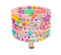 Pwsap 7 Piezas Pulsera Conejito de Pascua para Niños, Colorido Brazalete Elástica Apilable con Dijes Conejito, Cestas de Pascua Regalo de Pascuas para Niñas Hija Hermana Sobrina Prima Mejor Amiga