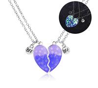 Pwsap Adorables BFF Collares para 2, Best Friends Collar con Colgante de Corazón con Luminoso, Collar de la Amistad, Joyería de Amistad para Niñas Amigas Hermanas Madre