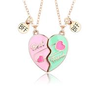Pwsap Adorables BFF Collares para 2 Niñas, Best Friends Collares con Colgante Corazón, Collar de Amistad Dorado, Joyería de Amistad San Valentín para Niñas Madre Amigos Hermanas Sobrinas Mujeres