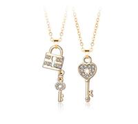 Pwsap BFF Collares para 2, Best Friends Collares con Colgante de Bloqueo Clave Dorado, Collar de la Amistad, San Valentín Joyería de Amistad para Mujeres Niñas Madres Amigos Hermanas Parejas