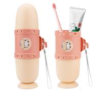 Pwsap Caja Cepillo Dientes para Niños, Portacepillos de Dientes 3 en 1 extraíble y portátil, Cepillo de Dientes Organizador, per Campismo, Escola, Vida Diária (Rosa)