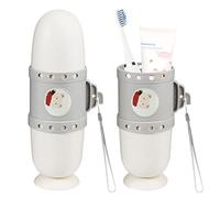 Pwsap Caja Cepillo Dientes para Niños, Portacepillos de Dientes 3 en 1 extraíble y portátil, Cepillo de Dientes Organizador, per Campismo, Escola, Vida Diária (Blanco)