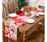 Pwsap Camino de Mesa Corazón de Amor, Flamencos Rosas Corredor Mesa San Valentín, Camino de Mesa Luvable Moderno Decoración para Hogar Comedor Cama Matrimonio Propuesta Compromisos Fiestas,14 x 72
