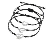 Pwsap Pulsera Amistad para 3, Diamantes Pulseras de Mejores Amigas con Dijes Corazón Mariposa Ajustable Pulseras Hermanas, Amistad Joyería Regalo de Cumpleaños Fiestas para Niñas Madre Mujeres Amigos