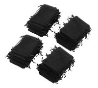 Pwshymi 200 Uds Mini Bolsas de Organza Bolsas de Regalo Transparentes con Cordón para Decoración de Recuerdos de Fiesta de Boda 10x15cm (Negra)