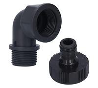 Pwshymi Adaptador de Manguera Adaptable con Conector Acodado con Conector de Tetina Duradero para Uso en Jardín, Material Plástico de 15 Mm, 2 Unidades (#2)