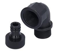 Pwshymi Adaptador de Manguera Adaptable con Conector Acodado con Conector de Tetina Duradero para Uso en Jardín, Material Plástico de 15 Mm, 2 Unidades (#1)