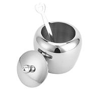 Pwshymi Azucarero de Acero Inoxidable 304 con Tapa y Cuchara, Elegante Utensilio de Cocina para el Hogar, Cafetería, Fiesta, 3,3 Pulgadas de Diámetro