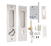Pwshymi Cerradura de Embutir para Puerta Corredera, con 2 Llaves, Pestillo de Manija Empotrada Invisible de Aleación de Zinc para Puerta Corrediza, Herrajes para Muebles de Madera (Níquel cepillado)