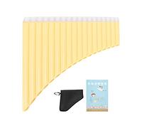 Pwshymi Flauta de Pan con Llave C de 18 Tubos, para Personal Docente Principiante, Instrumentos Musicales, Instrumentos de Viento, con Bolsa de Transporte de Cartón (Amarilla)
