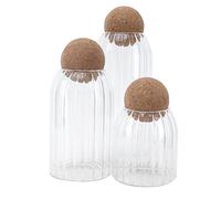 Pwshymi Frascos de Vidrio Herméticos con Corcho para Almacenamiento de Alimentos en la Cocina, Recipientes de Vidrio de Borosilicato para Cereales de té y café, 3 uds.