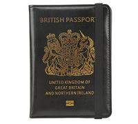 Pwshymi Funda para Pasaporte de Gran Bretaña, Funda de Viaje Antimagnética Suave e Impermeable para Tarjeta de Identificación, Billetera para Pasaporte, Color Negro