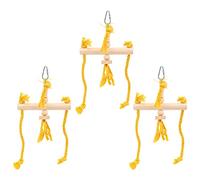 Pwshymi Juego de Columpios de Juguete para Periquitos de 3 Piezas para Pájaros, Coloridos Juguetes de Equilibrio de Cuerda de Algodón para Loros y Pinzones, Hechos de Troncos No Tóxicos y Cuerda de