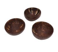 Pwshymi Juego de Cuencos de Coco a Prueba de Fugas, Cuencos de Cáscara de Coco Pulidos a Mano para Ensalada, Arroz y Postre, 3 Piezas, 12 Cm
