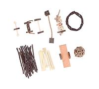 Pwshymi Juego de Juguetes de Madera para Masticar, 10 Uds., para Mascotas Pequeñas, Juguetes de Madera Natural para Roedores y Pájaros, Crecimiento de la Salud