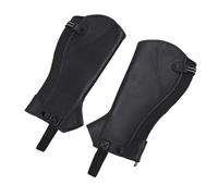 Pwshymi Medias Chaparreras con Cremallera de Cuero de Vaca Cómodas para Montar a Caballo para Jinetes Adultos Ecuestres, Negro, 1 par