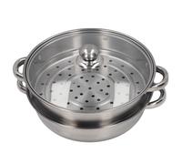 Pwshymi Olla Vaporera de Acero Inoxidable de 28 Cm con Ergonómico para una Cocción Eficiente en la Cocina, Diseño Duradero de 2 Capas