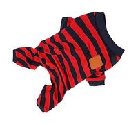 Pwshymi Pijamas para Perros a Rayas, Ropa Ligera, Suave, Cómoda, a Rayas Rojas y Azules, para Paseos Diarios y Uso Doméstico (S)