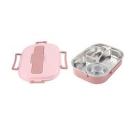 Pwshymi Portátil de Acero Inoxidable con 4 Rejillas, Contenedor de Almacenamiento de Alimentos con Buen Sellado de 10,2 X 7,3 X 3,1 Pulgadas, para Estudiantes Adultos, Limpio e Higiénico (#)