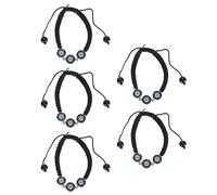 Pwshymi Pulseras de Ojos Azules Elegante Ajustable Unisex Protección de la Riqueza para Uso Diario Negro 5 Piezas