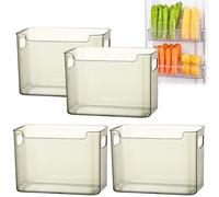 Pwzoax Clear Freezer Storage Bins, Freezer drawer Organizer Bins and Refrigerator Drawers, Stackable Kitchen Cabinet Organizer for Frozen Food, Meat & Veggies (Transparent Green,L)