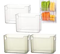 Pwzoax Clear Freezer Storage Bins, Freezer drawer Organizer Bins and Refrigerator Drawers, Stackable Kitchen Cabinet Organizer for Frozen Food, Meat & Veggies (Mix,L)