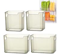 Pwzoax Clear Freezer Storage Bins, Freezer drawer Organizer Bins and Refrigerator Drawers, Stackable Kitchen Cabinet Organizer for Frozen Food, Meat & Veggies (Transparent Green,S+L)