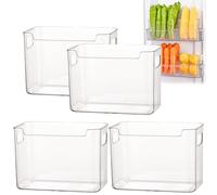 Pwzoax Clear Freezer Storage Bins, Freezer drawer Organizer Bins and Refrigerator Drawers, Stackable Kitchen Cabinet Organizer for Frozen Food, Meat & Veggies (Transparent,L)